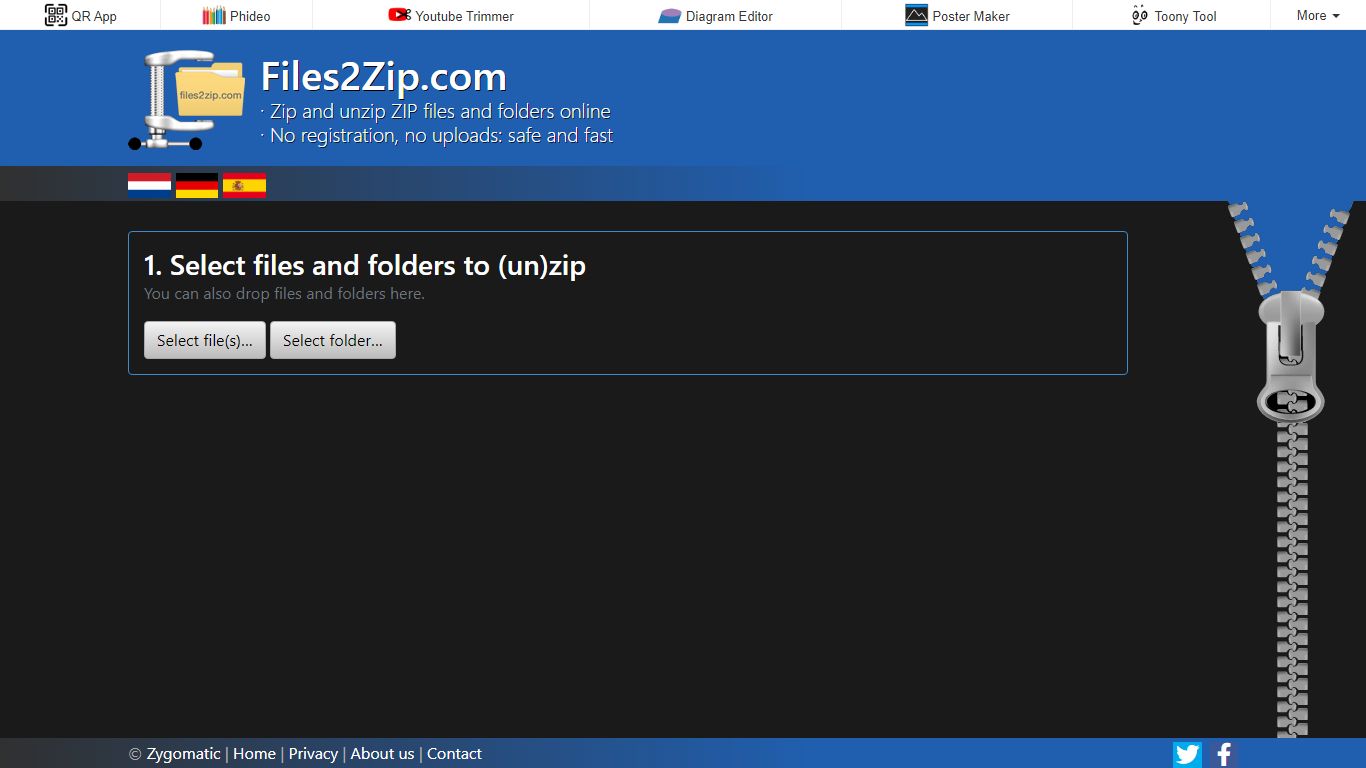 Zip and unzip ZIP files and folders online